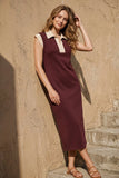 Carson Scuba Modal Dress (Wine & Black)