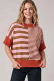 Striped Contrast Knit Top