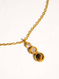 Evania 18K Gold Non-Tarnish Tiger Eye Drop Necklace