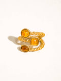 Tansia 18K Gold Non-Tarnish Natural Stone Statement Ring