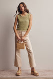 Knit Stripe Sleeveless Top (Peach Blue or Sage Lemon)