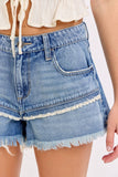 Mid Rise Shorts with Frayed Edges