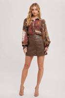 Faux Leather Button Mini
