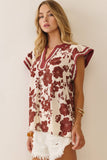 Nancy Floral Blouse (Burgundy or Teal)