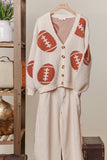 Football  Button V Neck Knit Cardigans