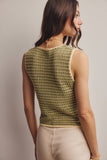 Knit Stripe Sleeveless Top (Peach Blue or Sage Lemon)