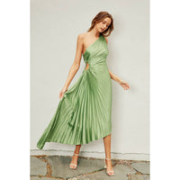 Olympia Asymmetrical Pleated Maxi Dress (Two Colors)