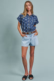 Star Print Button Down
