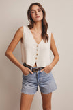 Button-Front Knit Vest Top