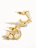 Eudora 18K Gold Braided C-Hoop Earring with Pearl