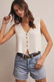 Button-Front Knit Vest Top