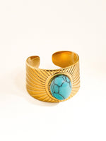 Reef 18K Gold Non-Tarnish Turquoise Stone Adjustable Ring