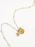 Capella 18K Gold Seashell & Sea Star Pearl Necklace