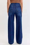 High Rise Pull On Wide Leg Denim
