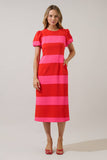 Lolli Stripe Senidy Puff Sleeve Midi Dress