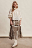 Embroidered Tiered Maxi Skirt