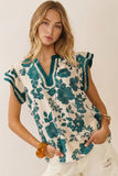 Nancy Floral Blouse (Burgundy or Teal)