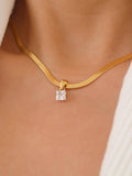 Blanc 18K Gold Non-Tarnish CZ Snake Chain Necklace