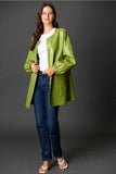 Faux Leather Puff Sleeve Jacket