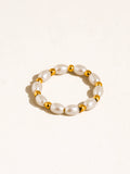 Saintes 18K Gold Non-Tarnish Pearl Beaded Ring