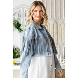 Nashville Rhinestone Fringe Denim Moto Jacket