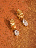 Saffron 18K Gold Non-Tarnish Teardrop CZ Mismatch Earrings