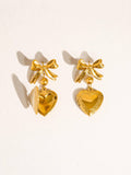 Keryn 18K Non-Tarnish Heart and Bow Locket Earring