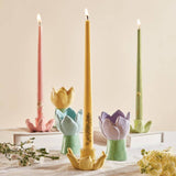 Green Blossom Taper Candle Holder
