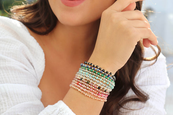 Elley Stretchy Stackable Gemstone Bracelet, Handmade in USA
