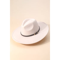 Faux Leather Belt Strap Fedora Hat