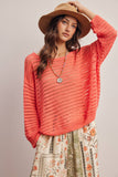 Open-Knit Sweater Top (Coral, Blue, Ivory)