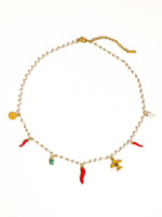 Praiano 18K Gold Non-Tarnish Pepper Charm Pearl Necklace