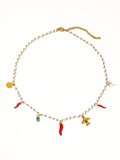 Praiano 18K Gold Non-Tarnish Pepper Charm Pearl Necklace