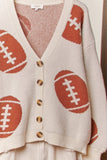 Football  Button V Neck Knit Cardigans