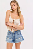 Mid Rise Shorts with Frayed Edges
