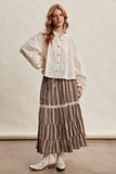 Embroidered Tiered Maxi Skirt