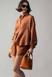 Crinkle Cotton Gauze Button-Up Set
