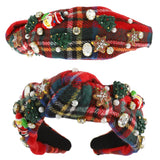 Christmas Plaid Jeweled Embellished Headband