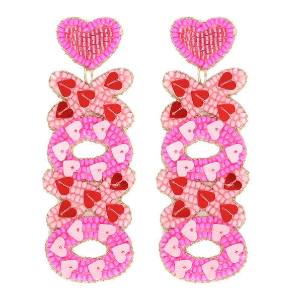 XOXO Beaded Valentine Earrings (Final Sale)