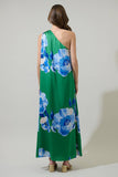 Glena Floral Pleated Maxi Dress (Green or Pink)