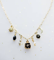 Jill Celestial Black and Gold Charm Necklace