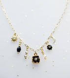 Jill Celestial Black and Gold Charm Necklace