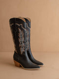 The Ainsley Black | Embroidered Cowboy Western Boot