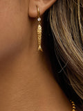 Calypsa 18K Gold Non-Tarnish Fish Charm Drop Earrings