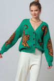 Tiger Jacquard Knit Sweater (Navy, Emerald)