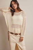 Open-Knit Sweater Top (Coral, Blue, Ivory)