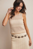 Open-Knit Stripe Sleeveless Top