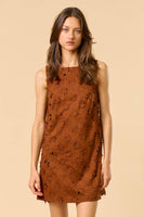 Flower Cut-Out Suede Dress