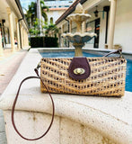 Rattan Convertible Clutch with Removable Leather Strap