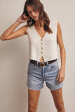 Button-Front Knit Vest Top